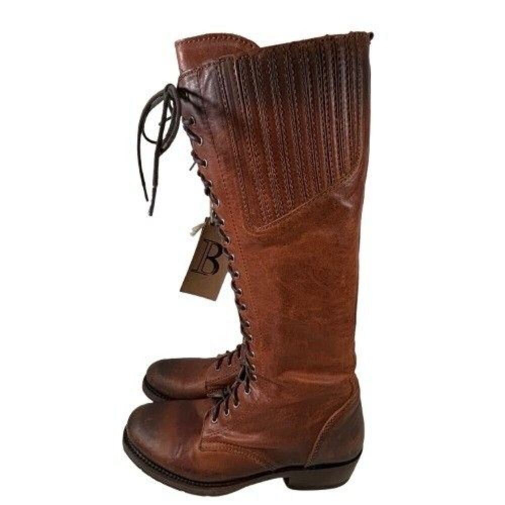 Liberty Black Zip Tall Brown Distressed Leather Riding Boots Women's SZ 6.5 - Picture 5 of 16